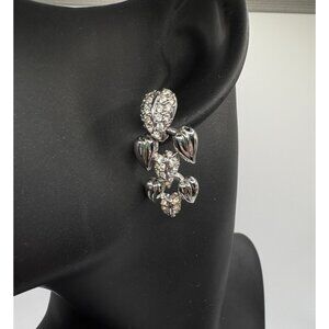 Swarovski Leaf Drop Dangle Silver Rhinestone Formal Earrings